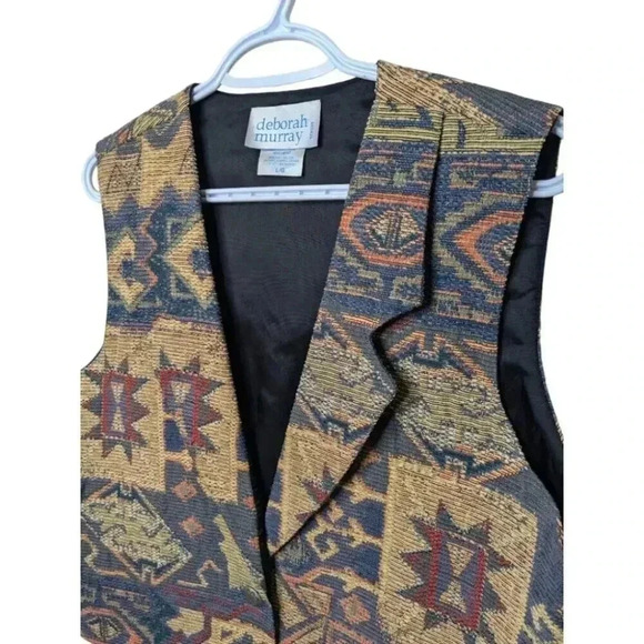Vintage Deborah Murray Abstract Tapestry Western Vest Size L/G Made in Canada - Picture 3 of 9
